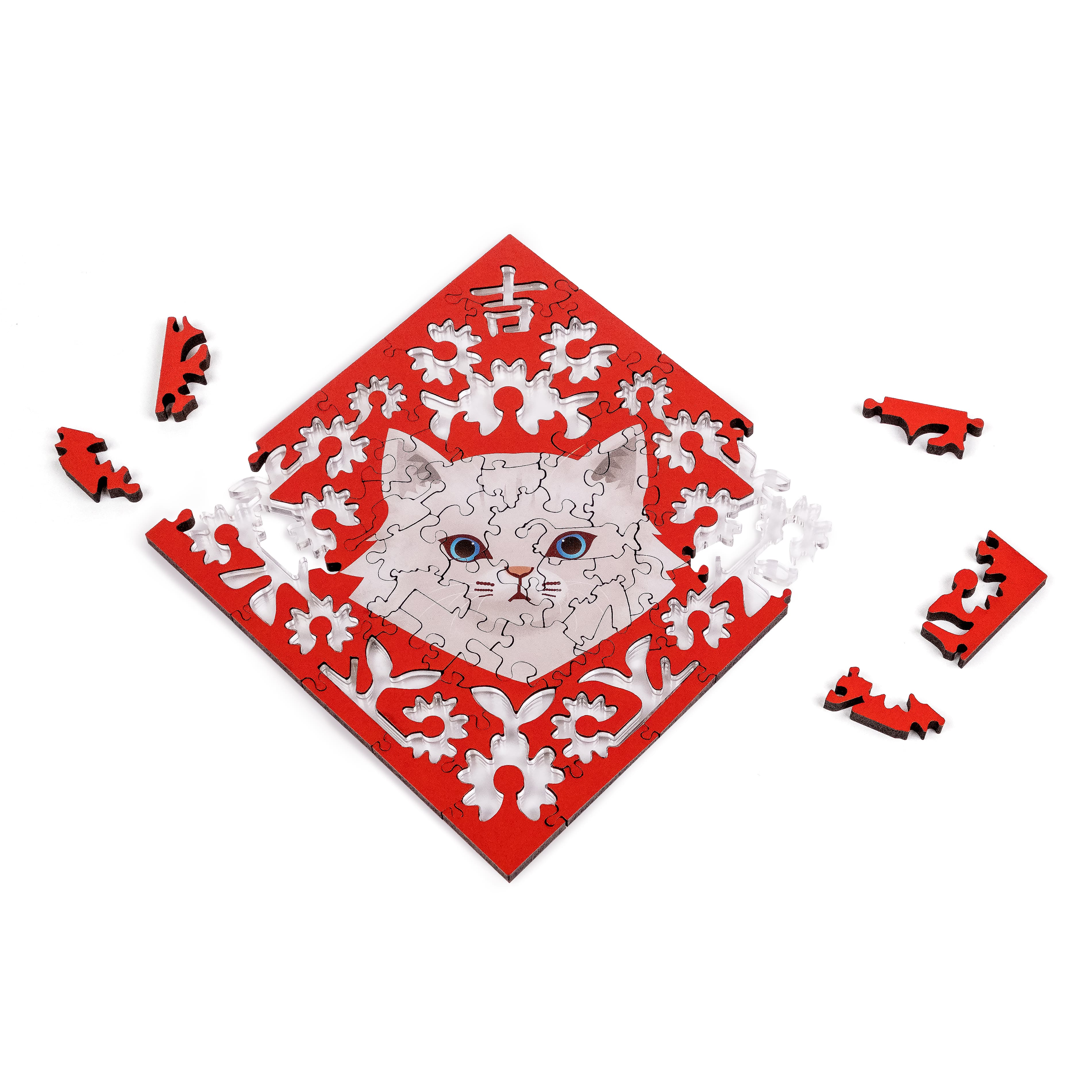 Paper Cutting Spring Couplets-chinchilla cat