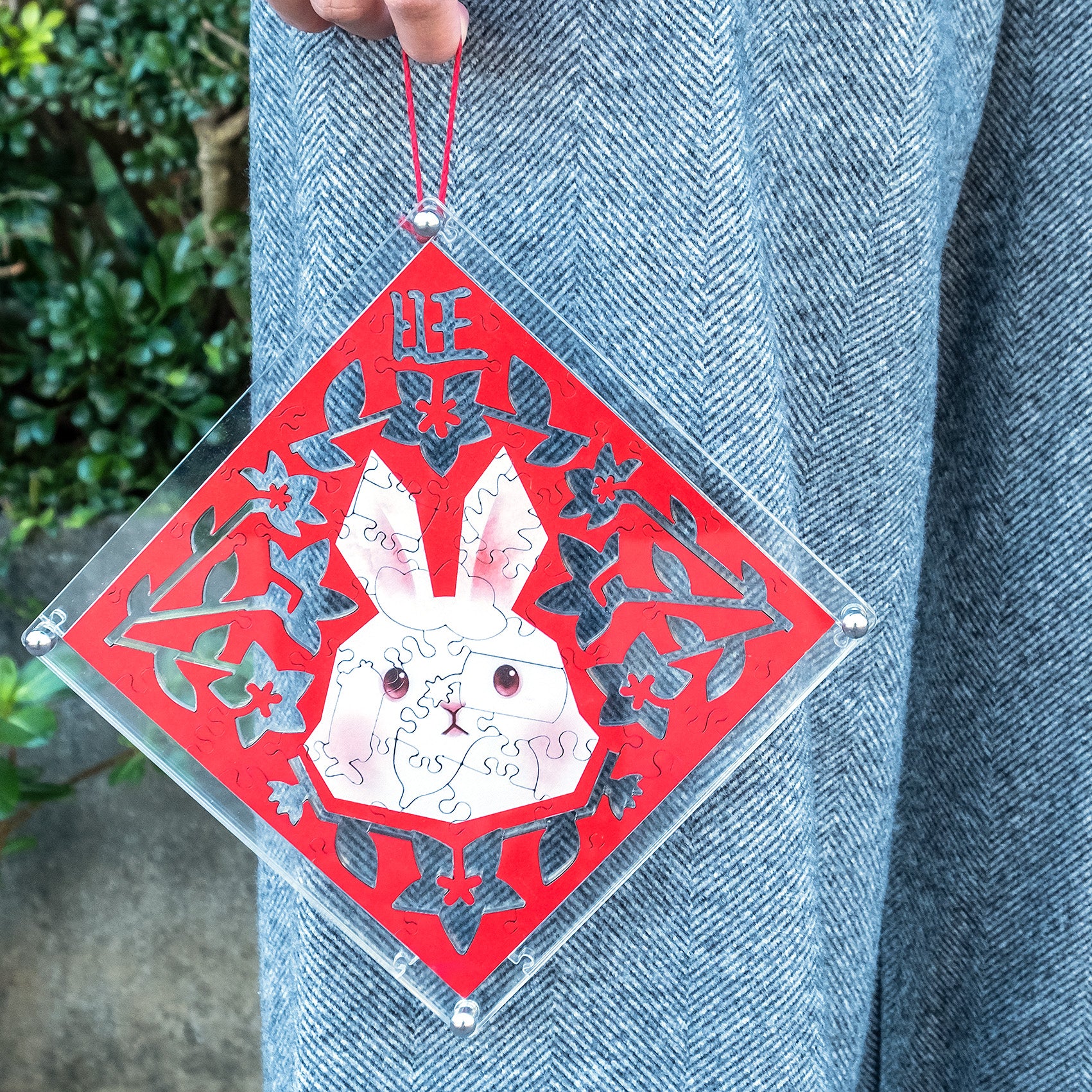 Paper Cutting Spring Couplets-White Rabbit